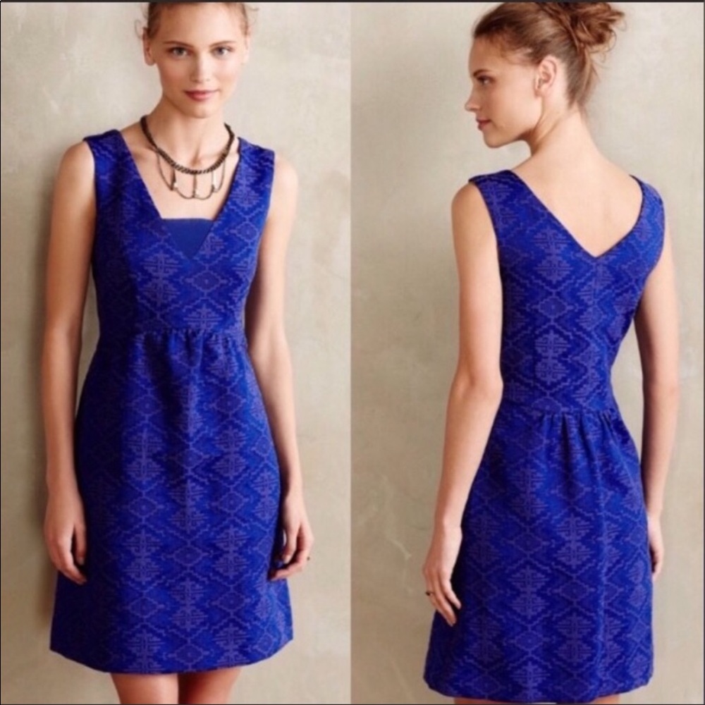 Maeve Averie Purple Brocade Flare dress Size 4